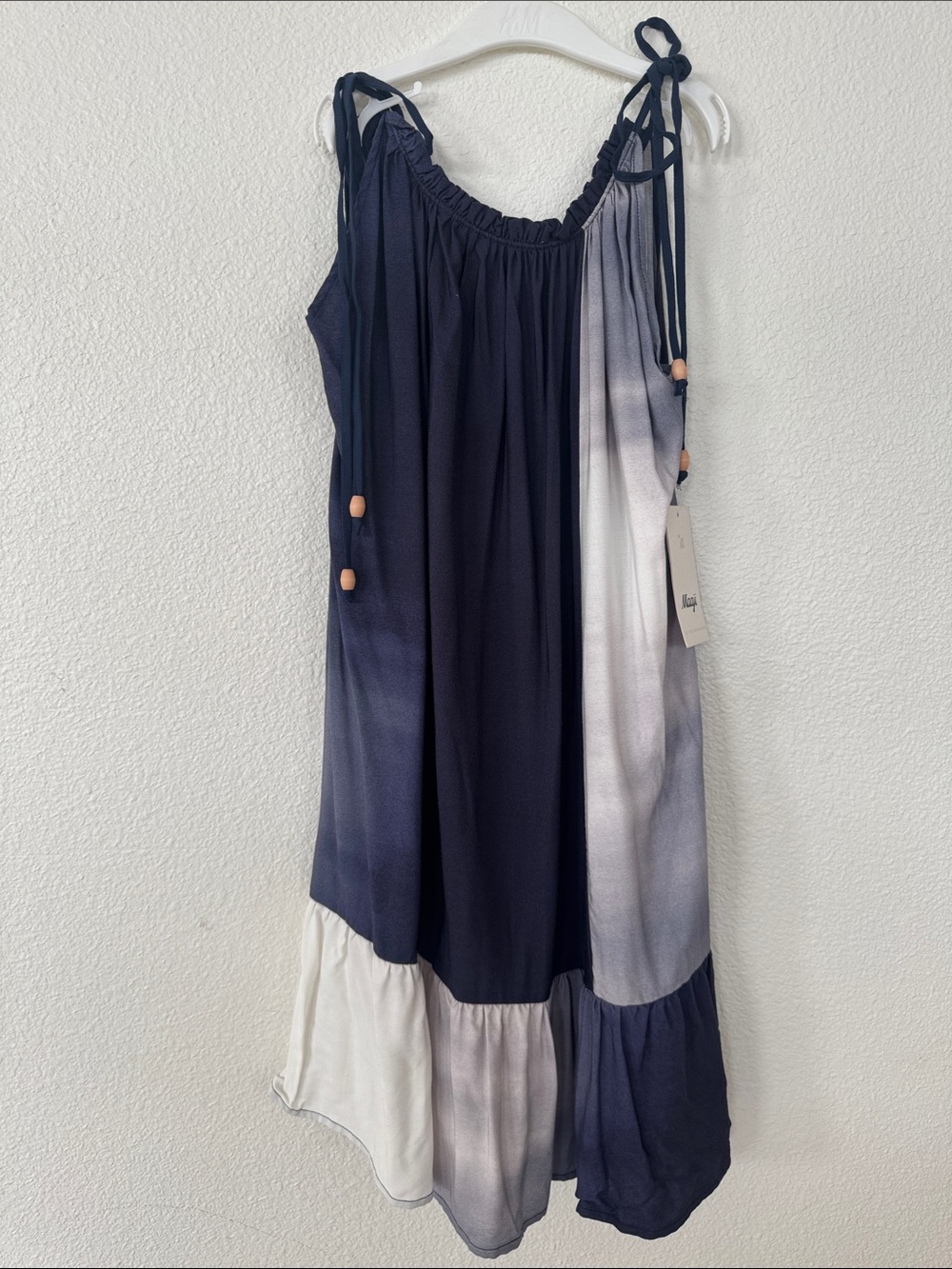 Maaji Navy and White Colorblock Sundress with Tie Straps